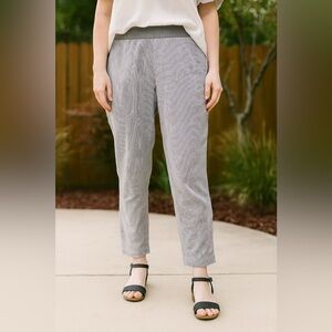 J Jill linen blend striped pull on pants Med tall beach coastal summer casual